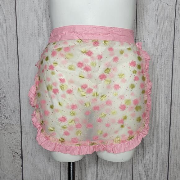 Vintage MCM Starburst Pink & Gold Vinyl Half Apron - Picture 2 of 8